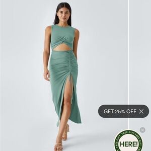 Halara Green Cut-Out Midi Dress